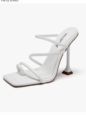 Vivianly square toe strappy white toe ring sandals size 8 1/2